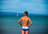 Slip de bain blanc bleu