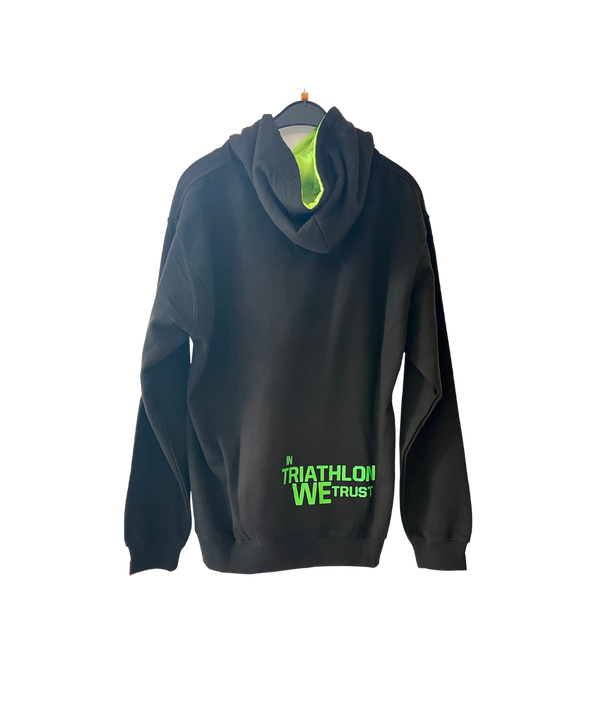 Pull à capuche noir et vert